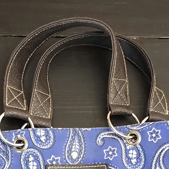 NEIMAN MARCUS TOTE BAG BLUE PAISLEY PRINT - Picture 4 of 4